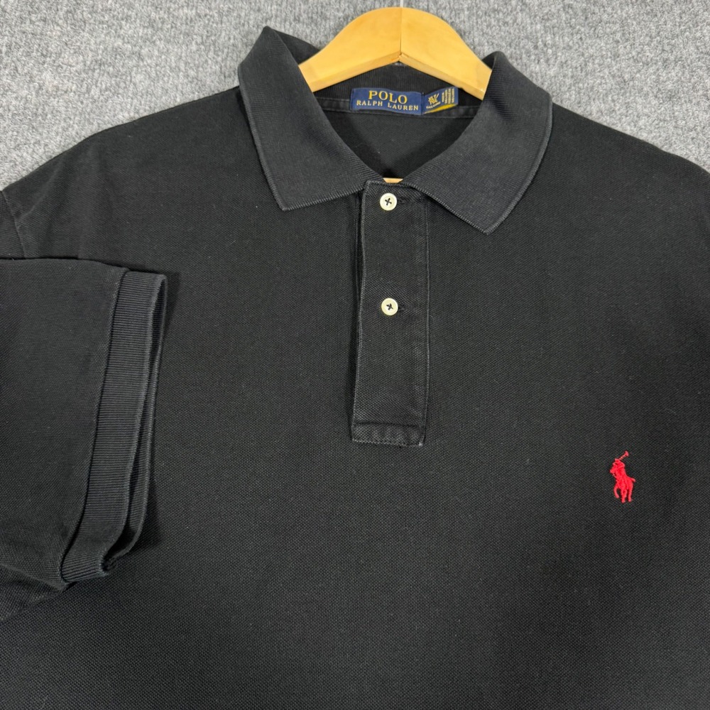 Polo Ralph Lauren Pique Polo Shirt Mens XLT Black Cotton EUC